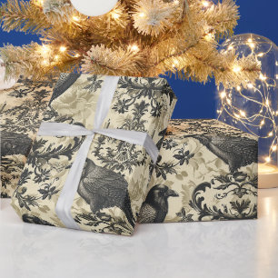 Create Your Own Victorian Gothic Raven Damask Wrapping Paper