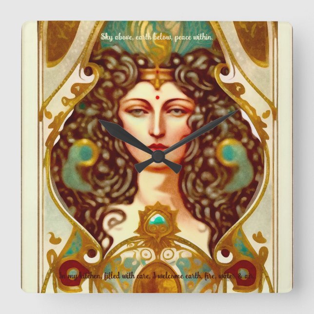 Create Your Own Victorian High Priestess Square Wall Clock (Front)