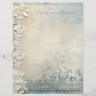 Create Your Own Victorian Lacy Blue Floral Custom Letterhead