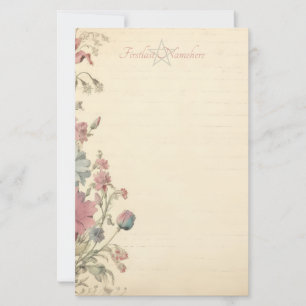Create Your Own Victorian Pink Blue Wildflowers Stationery