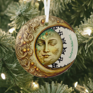 Create Your Own Victorian Steampunk Crescent Moon Glass Tree Decoration