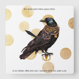Create Your Own Victorian Steampunk Raven Square Wall Clock
