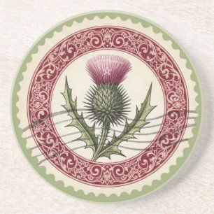 Create Your Own Victorian Thistle Flower Stamp Coaster
