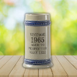 Create Your Own Vintage Birthday  Beer Stein<br><div class="desc">Celebrate a milestone year in classic style with this "Vintage 1965 Aged to Perfection" beer stein, complete with customisable name. Featuring a traditional ceramic body with rich blue ornamental trim, this stein makes a perfect birthday gift for someone born in 1965. Whether used for toasting or displayed as a keepsake,...</div>
