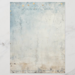 Create Your Own Vintage Blue Gold Grunge Stars Custom Letterhead