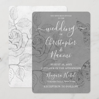Create Your Own Vintage Butterfly Rose Invitation