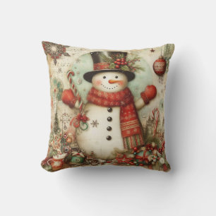 Create Your Own Vintage Christmas Snowman Cushion