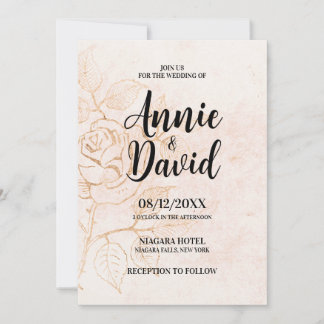Create Your Own Vintage Etched Rose Wedding Invitation