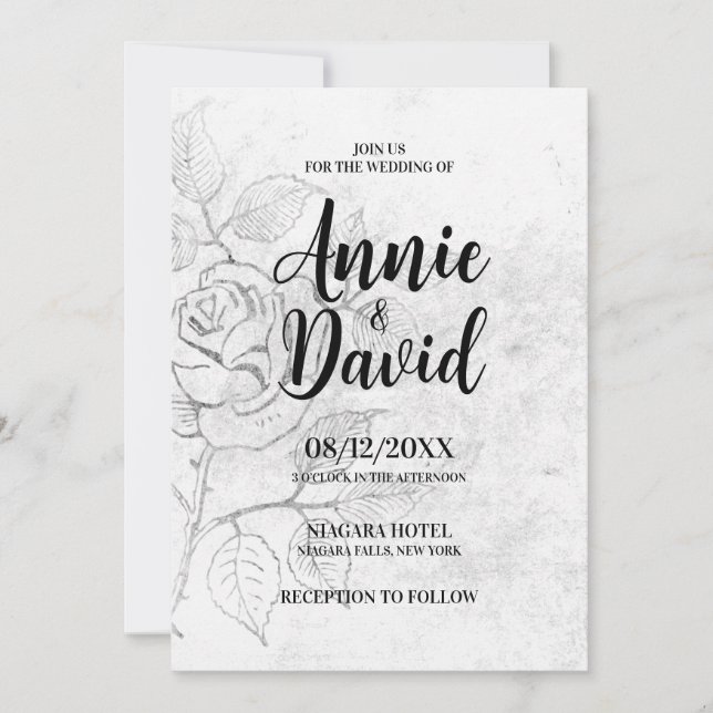 Create Your Own Vintage Etched Rose Wedding Invitation (Front)