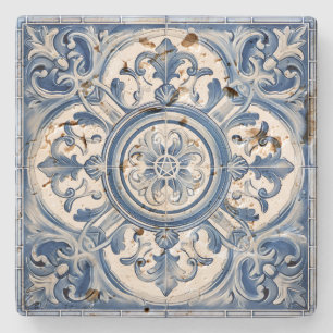 Create Your Own Vintage European Silvery Blue Stone Coaster