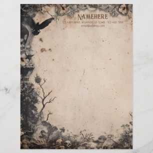Create Your Own Vintage Gothic Raven Stationery Custom Letterhead