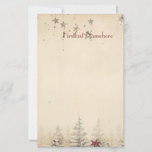 Create Your Own Vintage Grey Red Yule Stationery