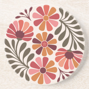 Create Your Own Vintage Groovy Retro Summer Floral Coaster