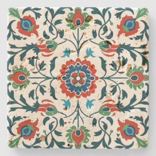 Create Your Own Vintage Ornamental Yule Floral Stone Coaster