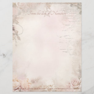 Create Your Own Vintage Pale Pink Roses Ephemera Custom Letterhead