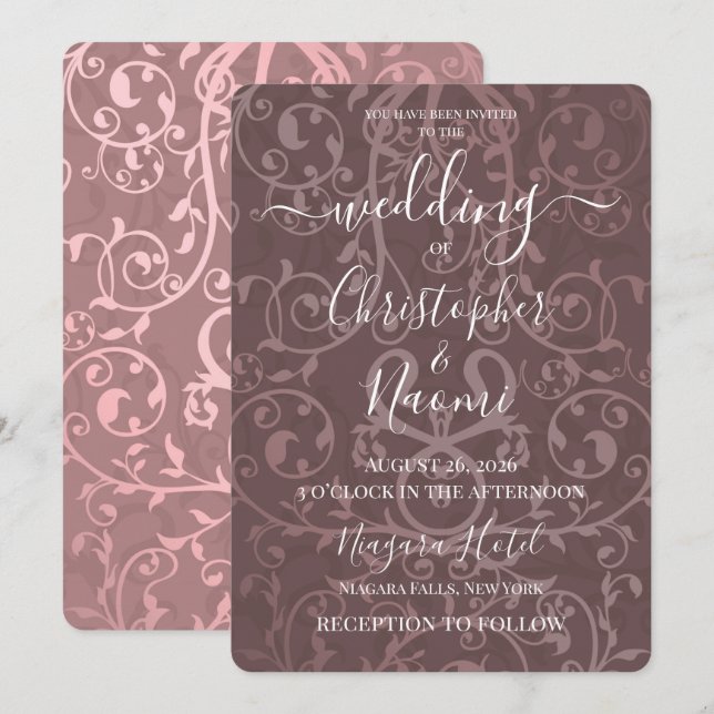 Create Your Own Vintage Pattern Wedding  Invitation (Front/Back)