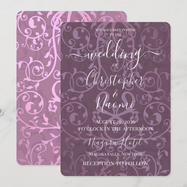 Create Your Own Vintage Pattern Wedding  Invitation (Front/Back)