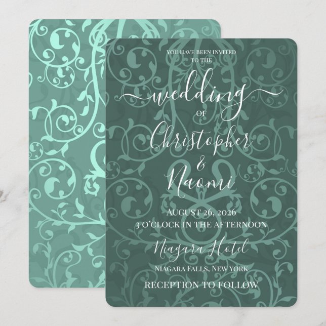 Create Your Own Vintage Pattern Wedding  Invitation (Front/Back)