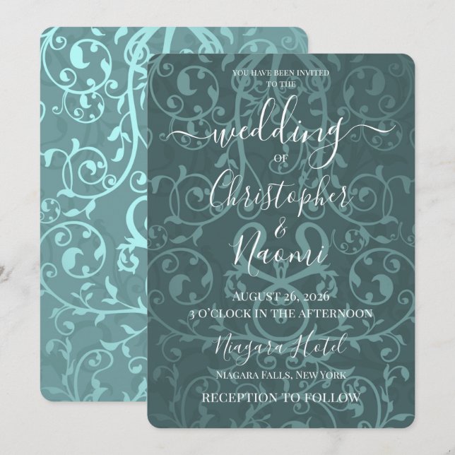 Create Your Own Vintage Pattern Wedding  Invitation (Front/Back)
