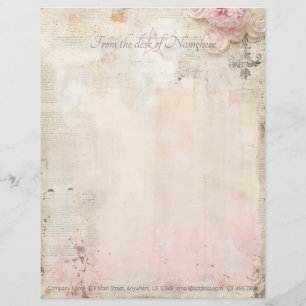 Create Your Own Vintage Pink Carnations Ephemera Custom Letterhead