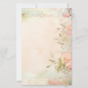 Create Your Own Vintage Pink Hibiscus Tropical Stationery