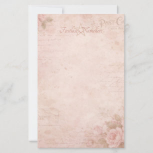 Create Your Own Vintage Pink Roses Ephemera Stationery