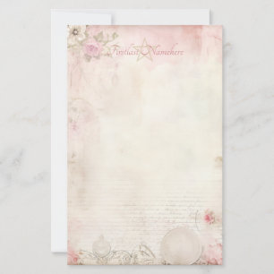 Create Your Own Vintage Pink Wildflowers Ephemera Stationery
