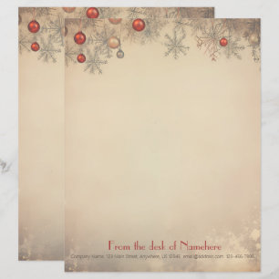 Create Your Own Vintage Red Gold Grey Ornaments Custom Letterhead
