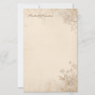 Create Your Own Vintage Sepia Flowers Floral Stationery