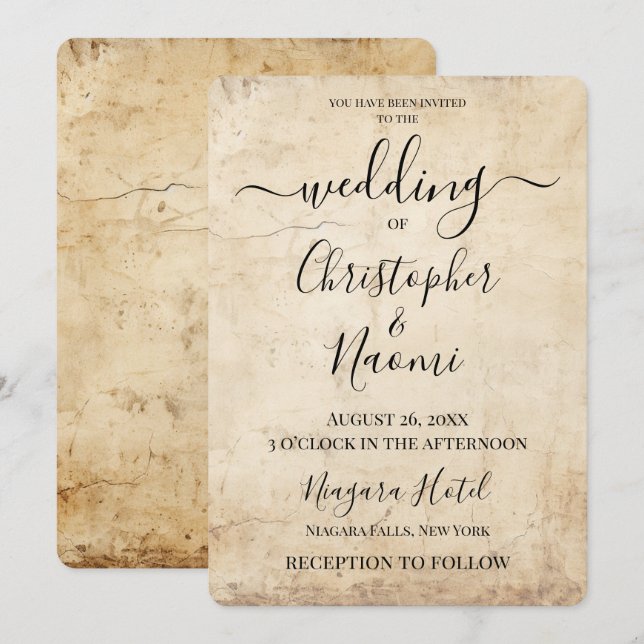 Create Your Own Vintage Sepia Old Paper Invitation (Front/Back)