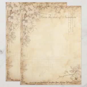 Create Your Own Vintage Shabby Chic Flowers Floral Custom Letterhead