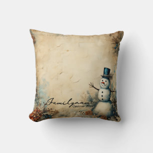 Create Your Own Vintage Snowman Cushion