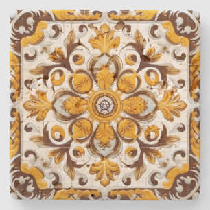 Create Your Own Vintage Umber Ochre Ornamental Stone Coaster