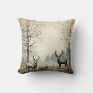 Create Your Own Vintage Winter Deer Cushion