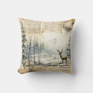 Create Your Own Vintage Winter Stag Landscape Cushion
