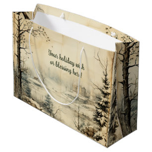 Create Your Own Vintage Winter Village Landscape Large Gift Bag