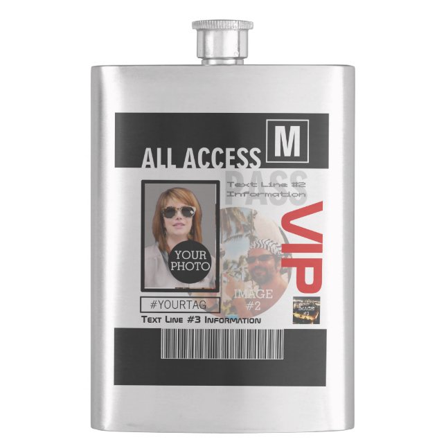 Create Your Own VIP Pass 8 ways to Personalise Hip Flask (Front)