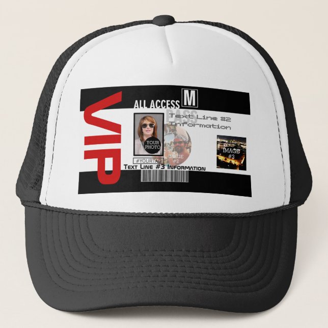 Create Your Own VIP Pass 8 ways to Personalise Trucker Hat (Front)