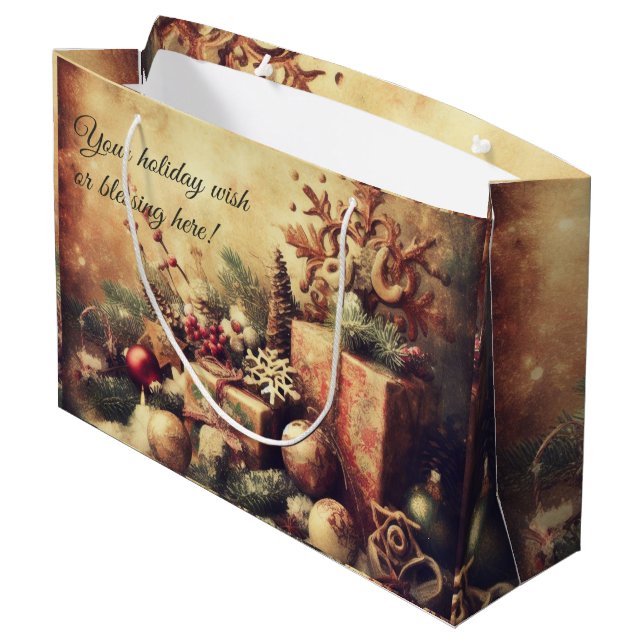 Create Your Own Warm Christmas Presents Large Gift Bag (Back Angled)