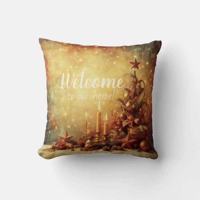 Create Your Own Warm Vintage Christmas Tree Cushion (Front)