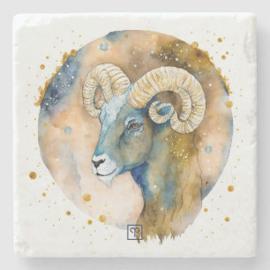 Create Your Own Watercolor Aries Stone Coaster