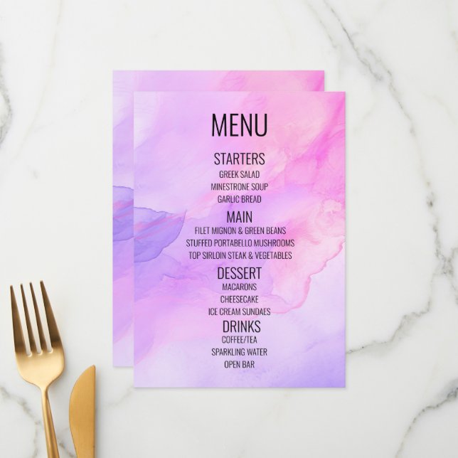 Create Your Own - Watercolor Background  Menu (Front/Back In Situ)