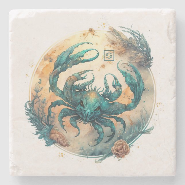 Create Your Own Watercolor Cancer Stone Coaster (Front)