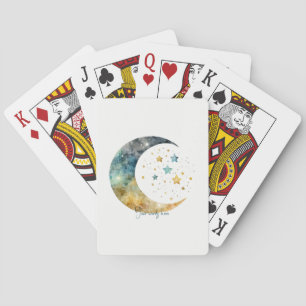 Create Your Own Watercolor Crescent Moon & Stars Playing Cards