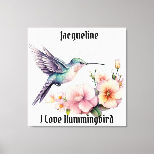 Create Your Own Watercolor Hummingbird Custom Name Canvas Print