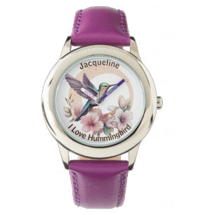 Create Your Own Watercolor Hummingbird Custom Name Watch