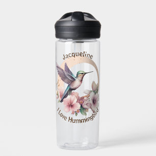 Create Your Own Watercolor Hummingbird Custom Name Water Bottle