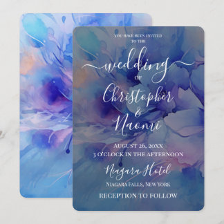 Create Your Own Watercolor Indigo Blue Flowers Invitation