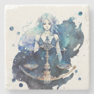 Create Your Own Watercolor Libra Stone Coaster