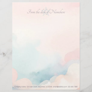 Create Your Own Watercolor Sunset Clouds Custom Letterhead